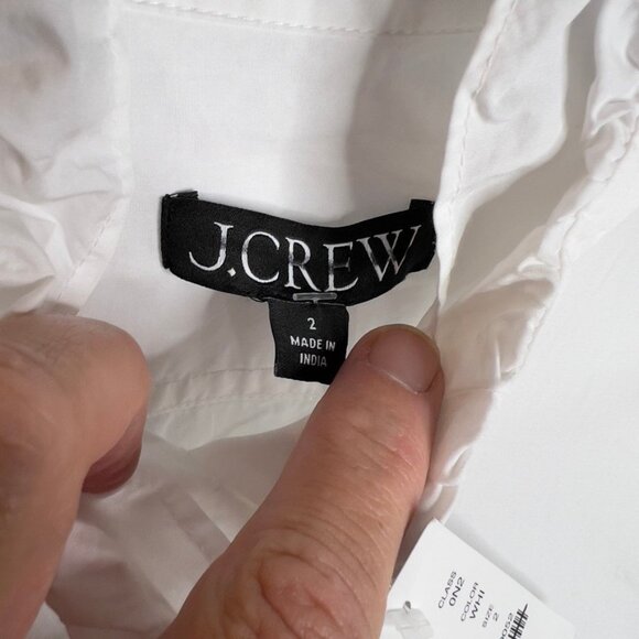 J.Crew Cottage Top in Cotton Poplin White Size 2 BP622 - Picture 2 of 5